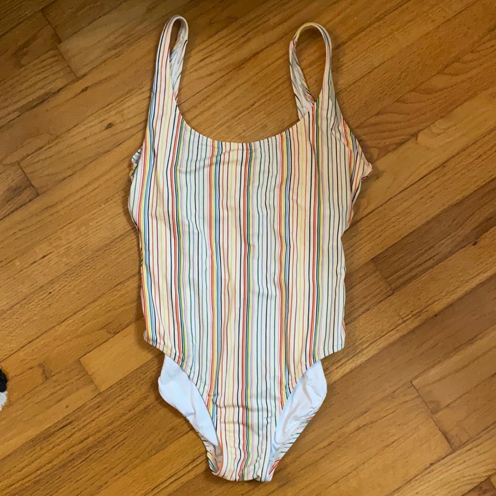 Madewell Rainbow stripe one-piece swimsuit M